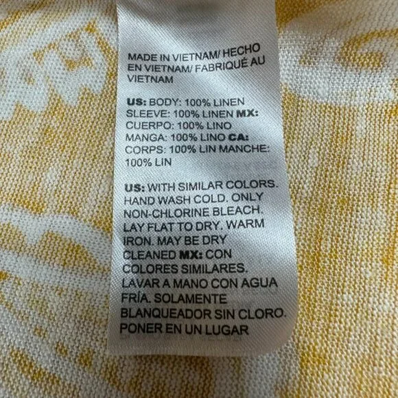 Chicos Off Shoulder Floral Paisley Linen Top Size Small Yellow Tropical Resort - Picture 6 of 6